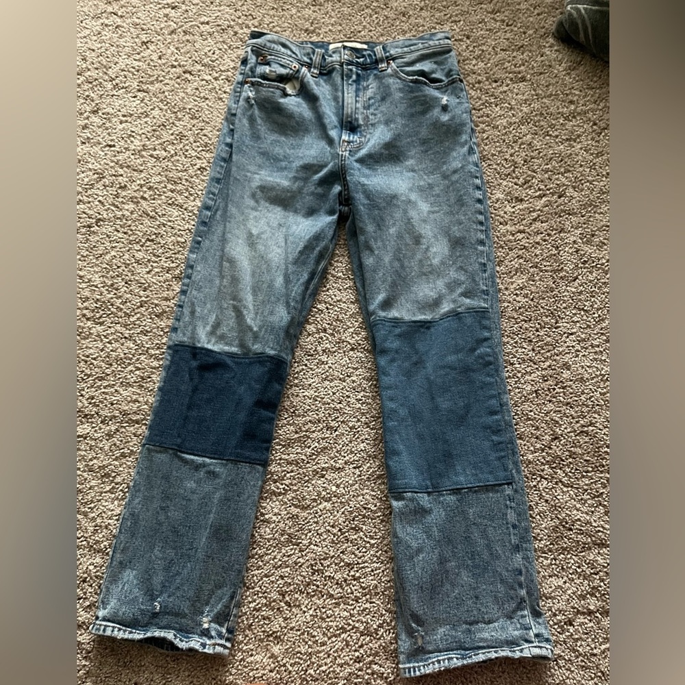 Vintage mom jeans with patchwork